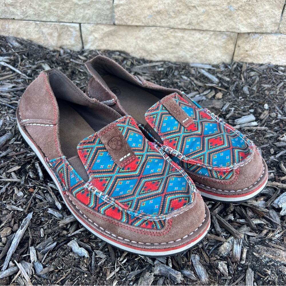 Ariat Cruiser Shoe - Saddle Tan Suede/Aztec Print 10019890 Size 8B